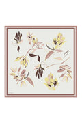 Ekru Pembe Floral Desenli İpek Eşarp