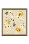 Taş Kahverengi Floral Desenli İpek Eşarp