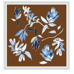 Açık Mavi Kahverengi Floral Desenli İpek Eşarp  Mısırlı 1951