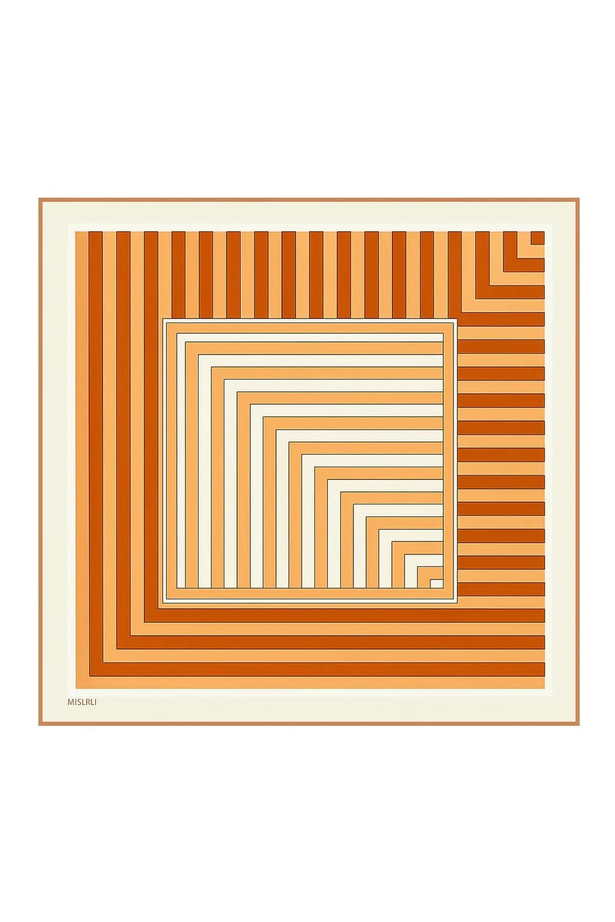 Kiremit Geometrik Çizgili İpek Eşarp  Mısırlı 1951