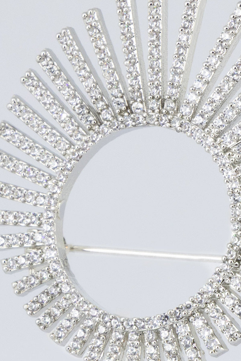 Silver Kristal Işık Çemberi Broş