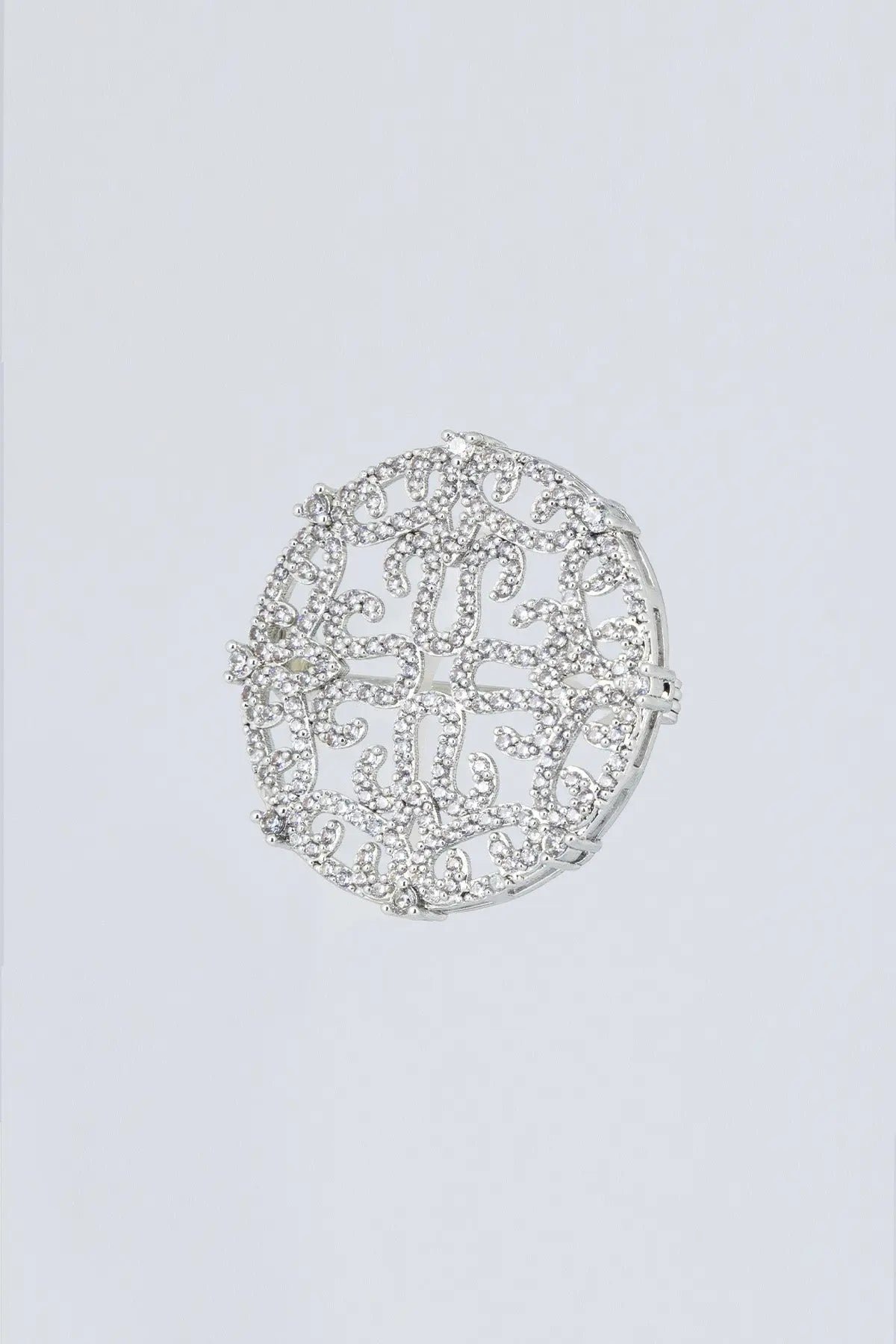 Silver Motifli Kristal Broş  Mısırlı 1951
