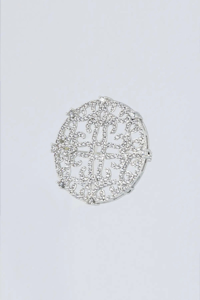 Silver Motifli Kristal Broş  Mısırlı 1951
