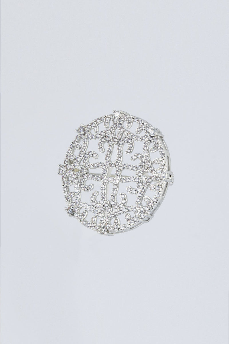 Silver Motifli Kristal Broş  Mısırlı