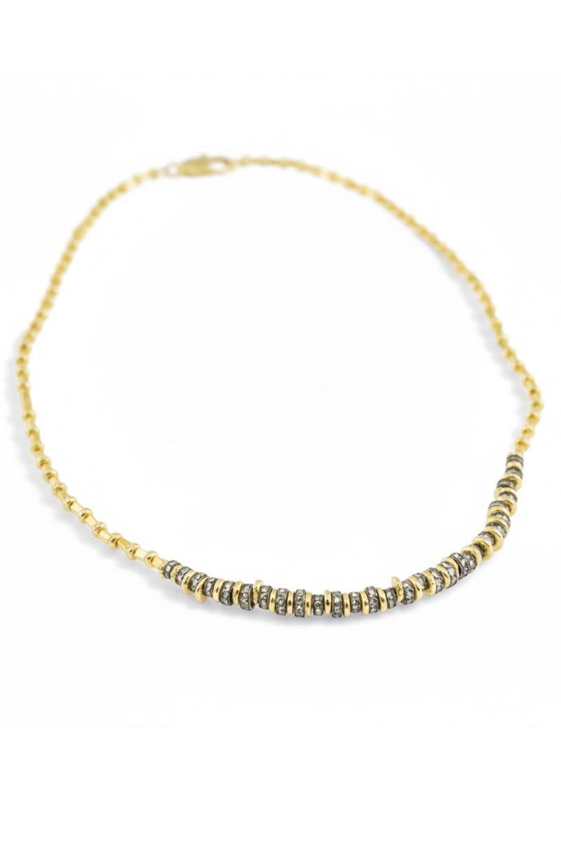 Gold Silver Taş Halkalı Kolye