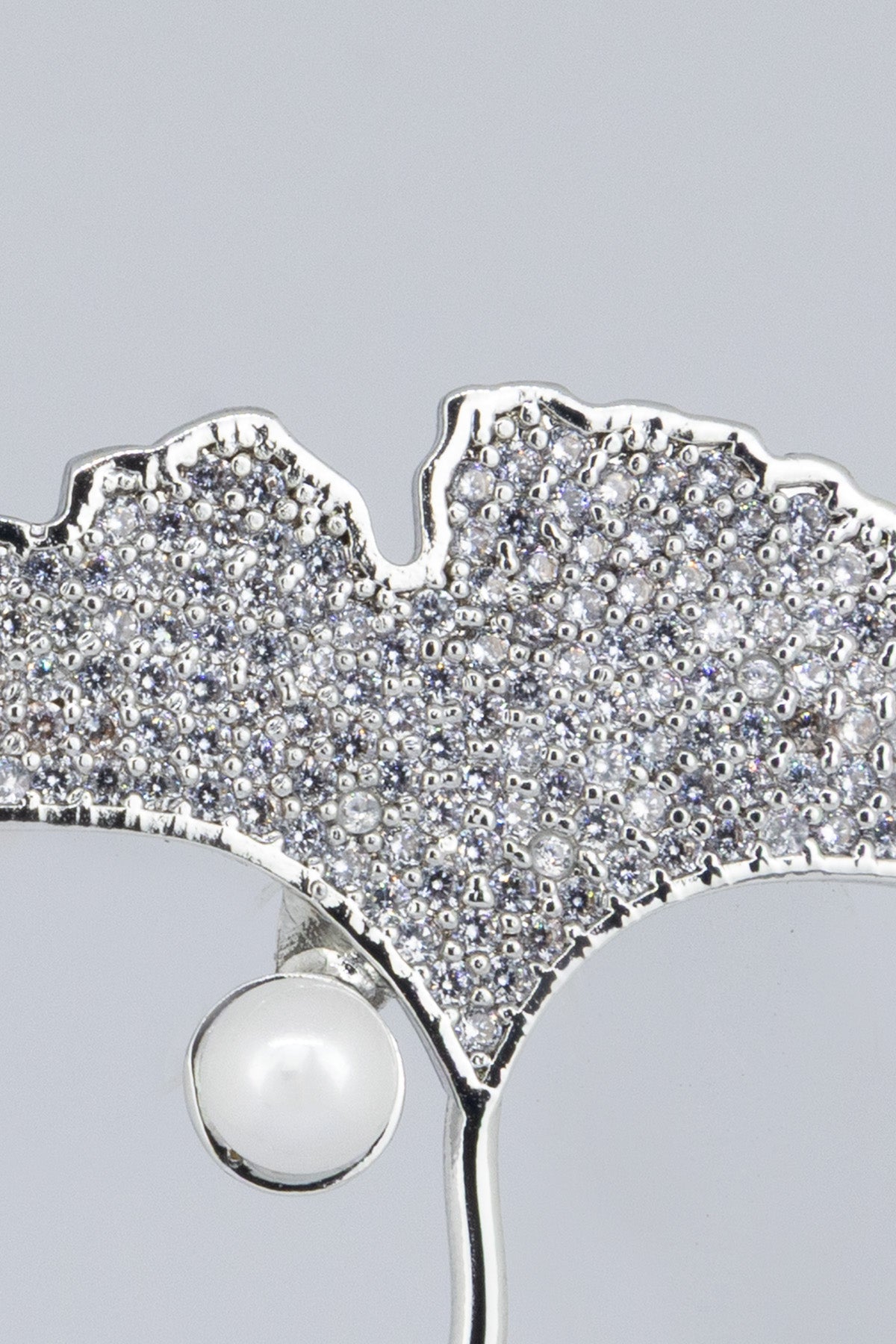 Silver Taş İşlemeli İncili Yaprak Broş  Mısırlı