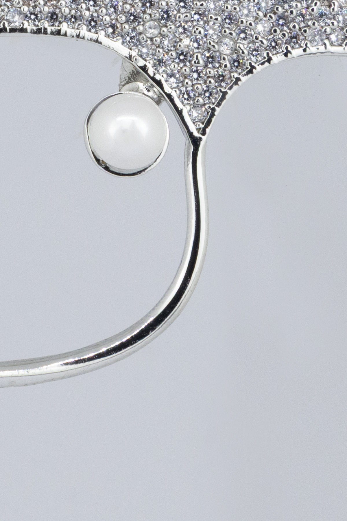 Silver Taş İşlemeli İncili Yaprak Broş  Mısırlı