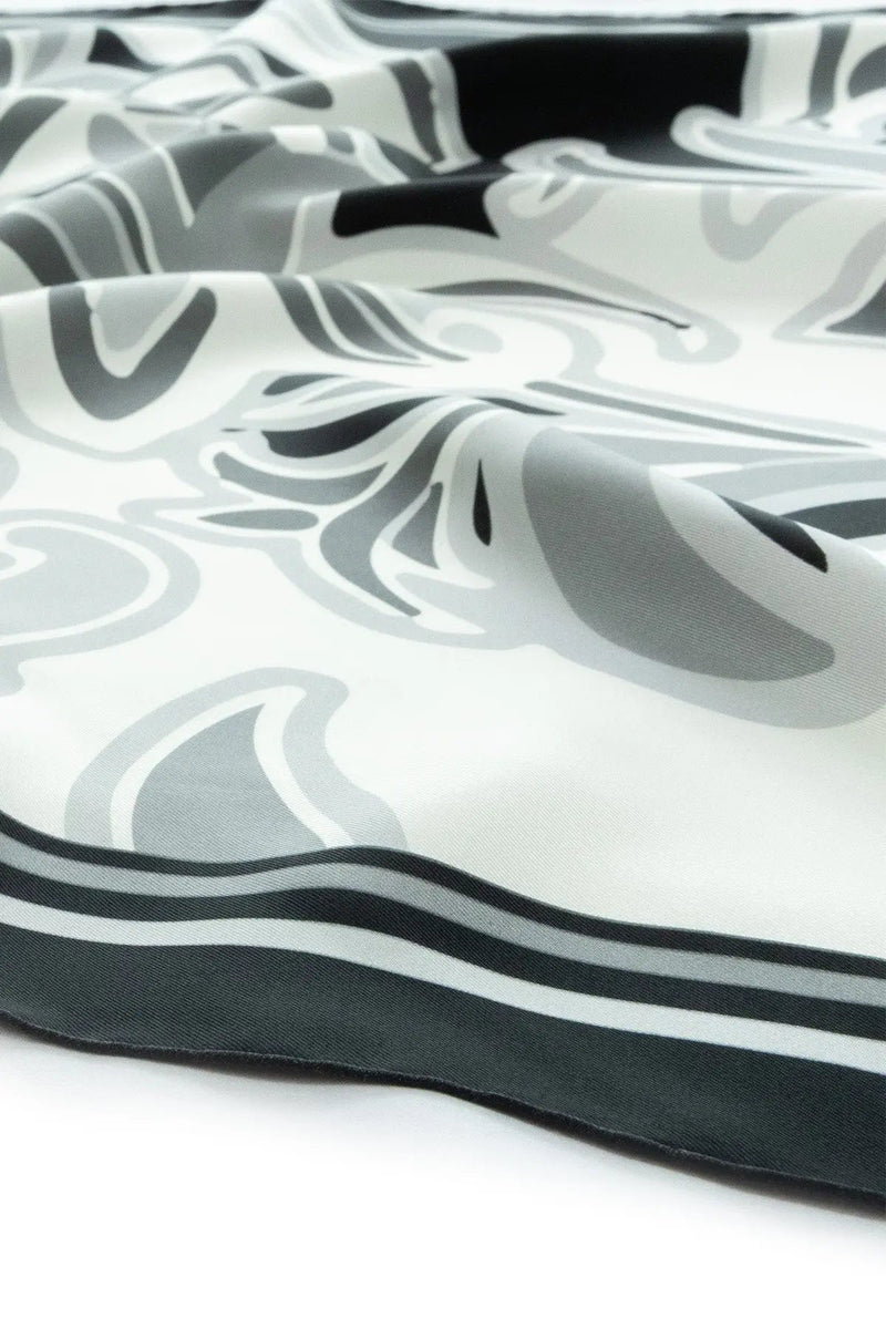 Siyah Gri Desenli İpek Eşarp  Mısırlı 1951
