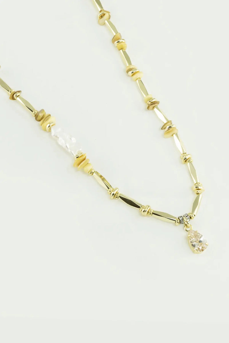 Gold Kristal Taş Uçlu Kolye  Mısırlı 1951
