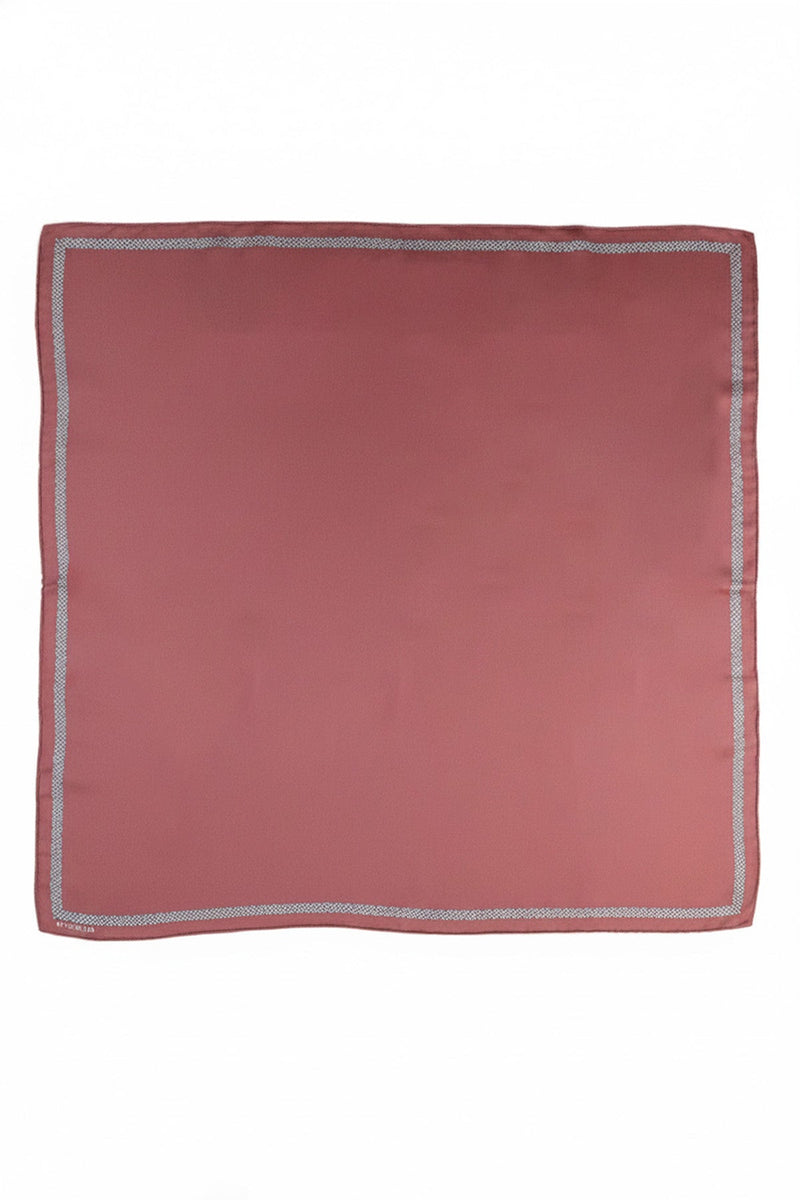 Bordo Kenarı Geometrik Desenli İpek Eşarp