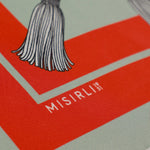 Mint Halat ve Püskül Desenli İpek Eşarp  Mısırlı 1951
