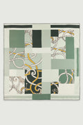 Mint Patchwork Zincir Motifli İpek Eşarp