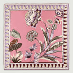Pembe Vintage Floral Motifli İpek Eşarp  Mısırlı 1951