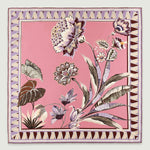 Pembe Vintage Floral Motifli İpek Eşarp  Mısırlı