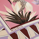 Pembe Vintage Floral Motifli İpek Eşarp  Mısırlı 1951