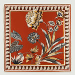 Kiremit Vintage Floral Motifli İpek Eşarp  Mısırlı 1951