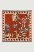 Kiremit Vintage Floral Motifli İpek Eşarp
