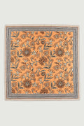 Şeftali Retro Floral Desenli İpek Eşarp