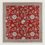 Bordo Retro Floral Desenli İpek Eşarp  Mısırlı 1951