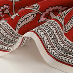 Bordo Retro Floral Desenli İpek Eşarp  Mısırlı 1951