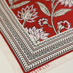 Bordo Retro Floral Desenli İpek Eşarp  Mısırlı 1951