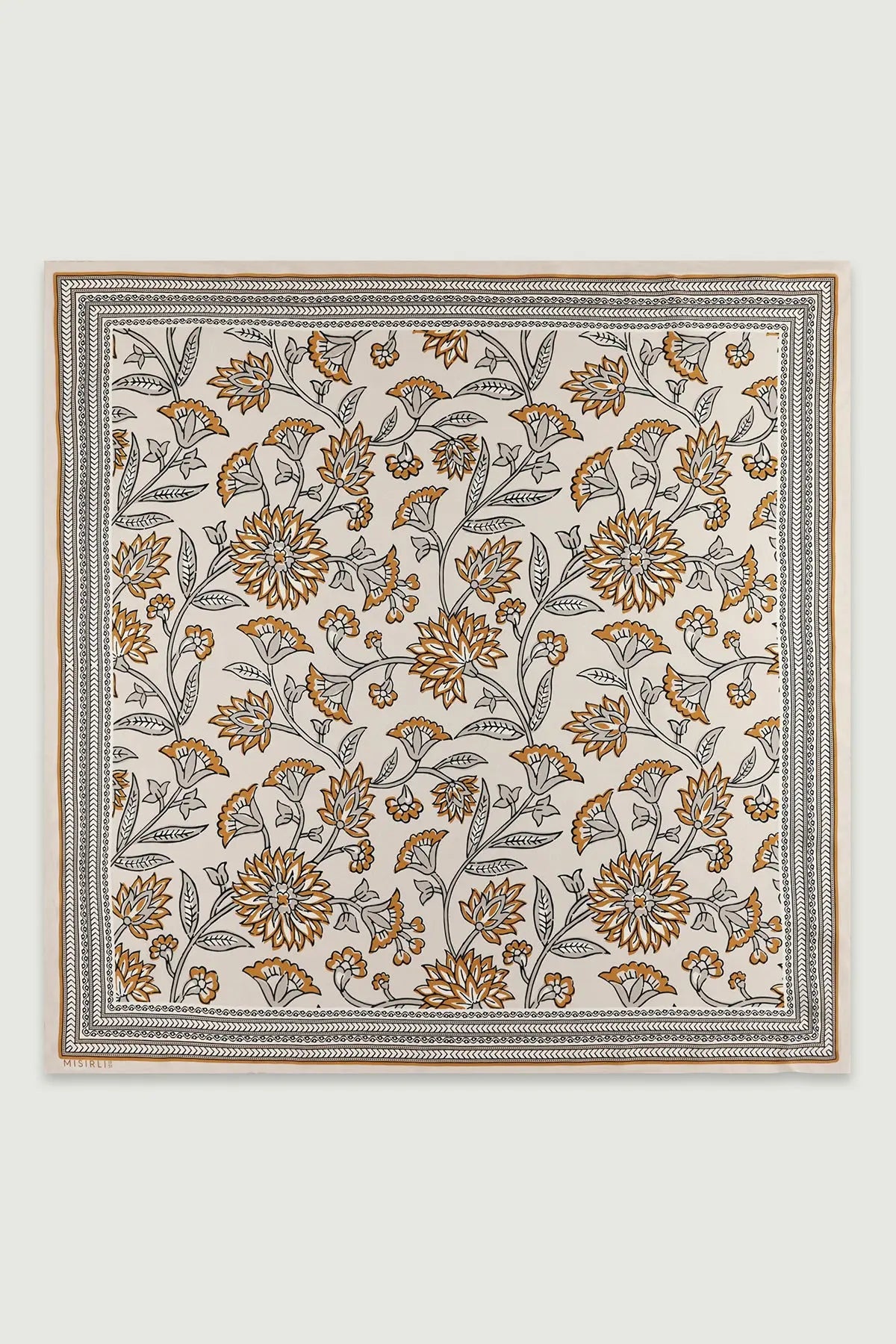 Taş Retro Floral Desenli İpek Eşarp  Mısırlı 1951