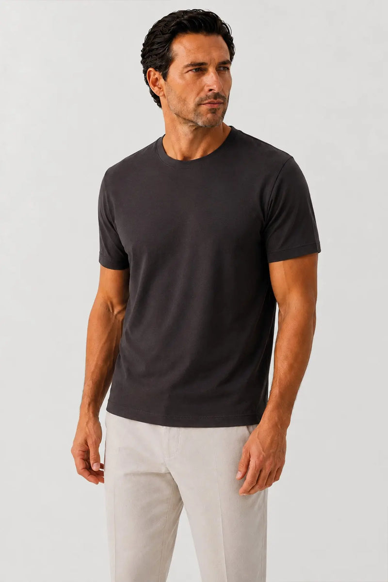 Antrasit Kısa Kollu Örme Erkek T-Shirt  Mısırlı