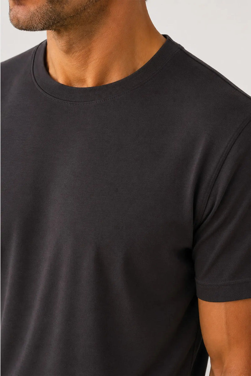 Antrasit Kısa Kollu Örme Erkek T-Shirt  Mısırlı