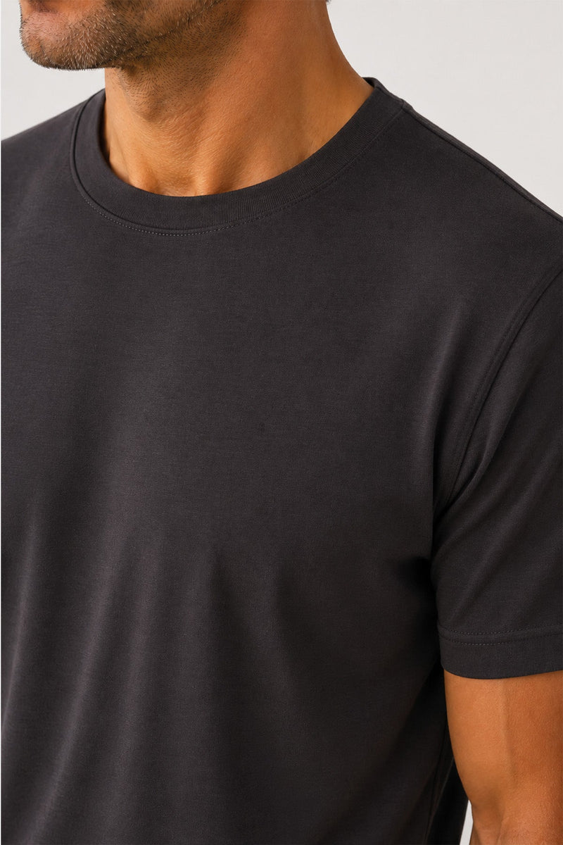 Antrasit Kısa Kollu Örme Erkek T-Shirt  Mısırlı