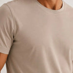 Bej Kısa Kollu Örme Erkek T-Shirt  Mısırlı