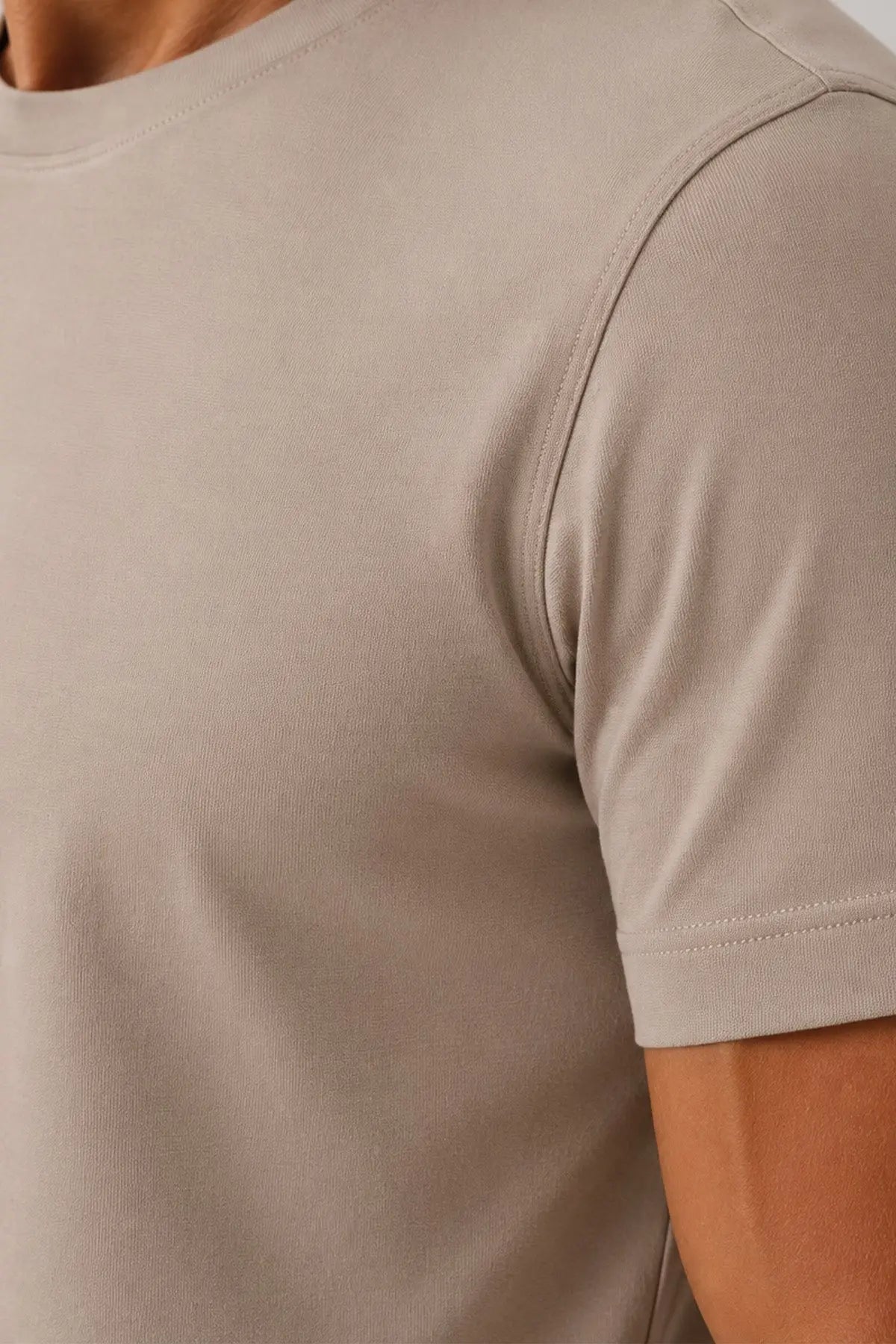 Bej Kısa Kollu Örme Erkek T-Shirt  Mısırlı