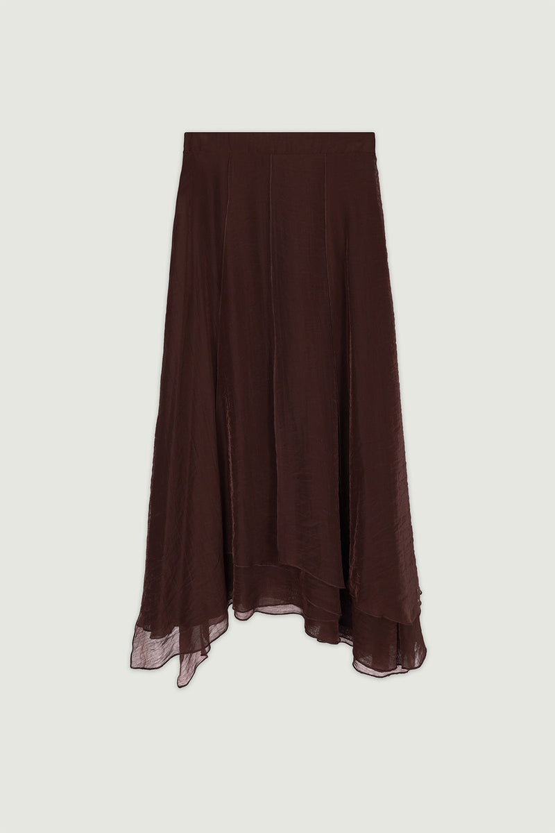 Bordo Asimetrik Kesim Uzun Etek