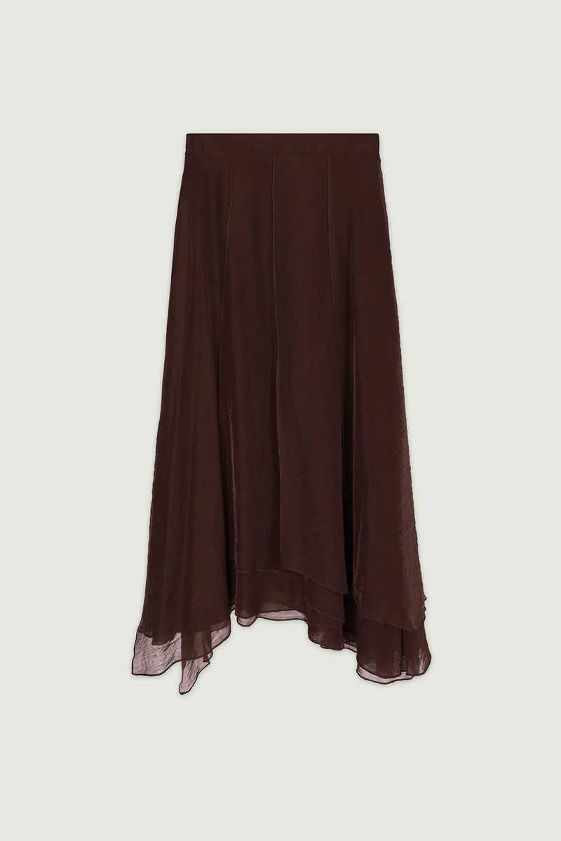 Bordo Asimetrik Kesim Uzun Etek