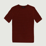 Bordo Örgü Dokulu Kadın T-Shirt  Mısırlı