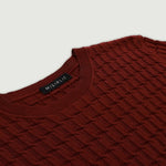 Bordo Örgü Dokulu Kadın T-Shirt  Mısırlı