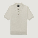 Açık Gri Polo Yaka Çiçek Düğmeli Kadın T-Shirt  Mısırlı