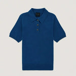 Lacivert Polo Yaka Çiçek Düğmeli Kadın T-Shirt  Mısırlı