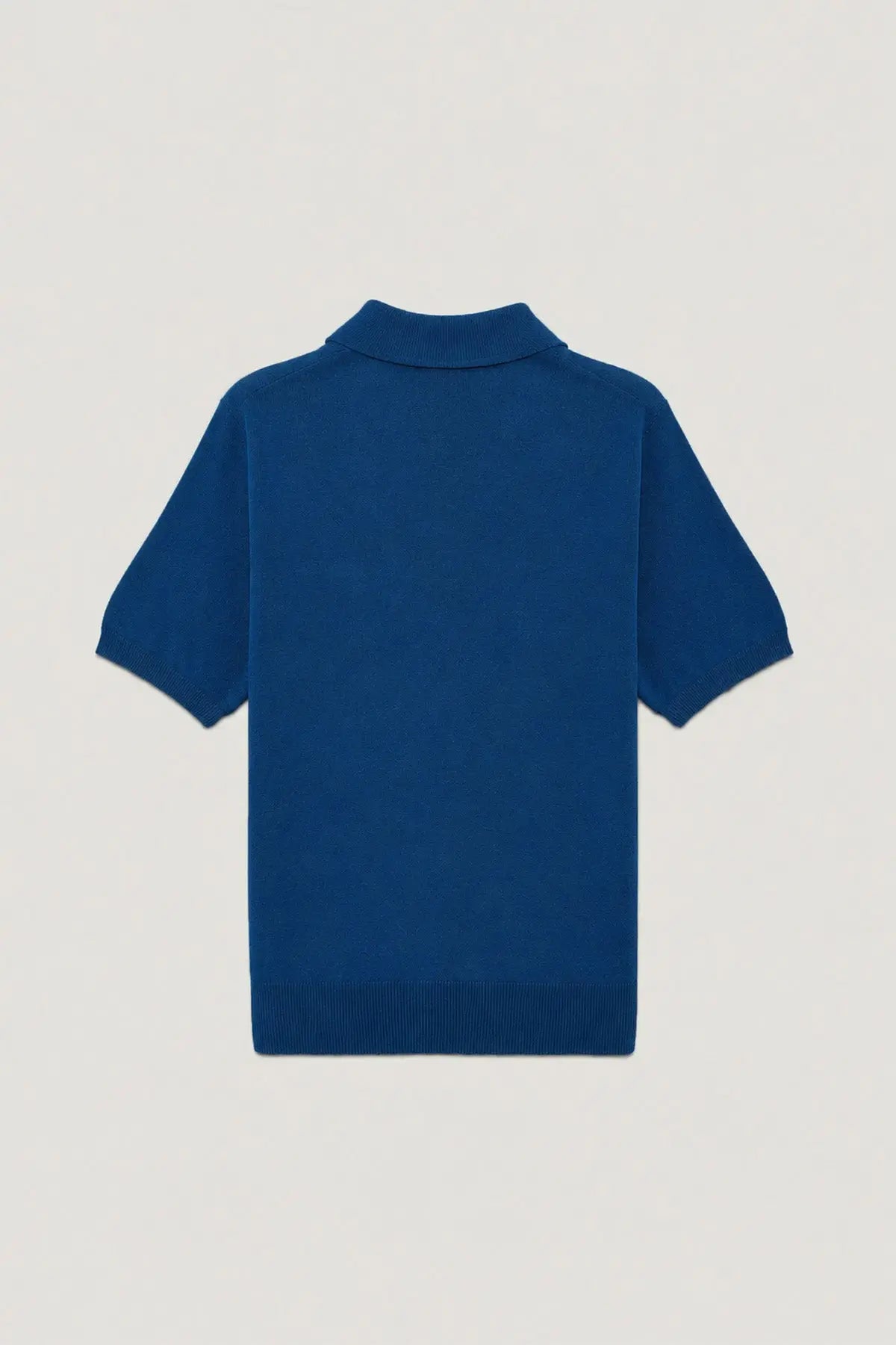 Lacivert Polo Yaka Çiçek Düğmeli Kadın T-Shirt  Mısırlı