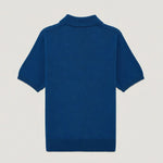 Lacivert Polo Yaka Çiçek Düğmeli Kadın T-Shirt  Mısırlı