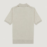 Açık Gri Polo Yaka Çiçek Düğmeli Kadın T-Shirt  Mısırlı