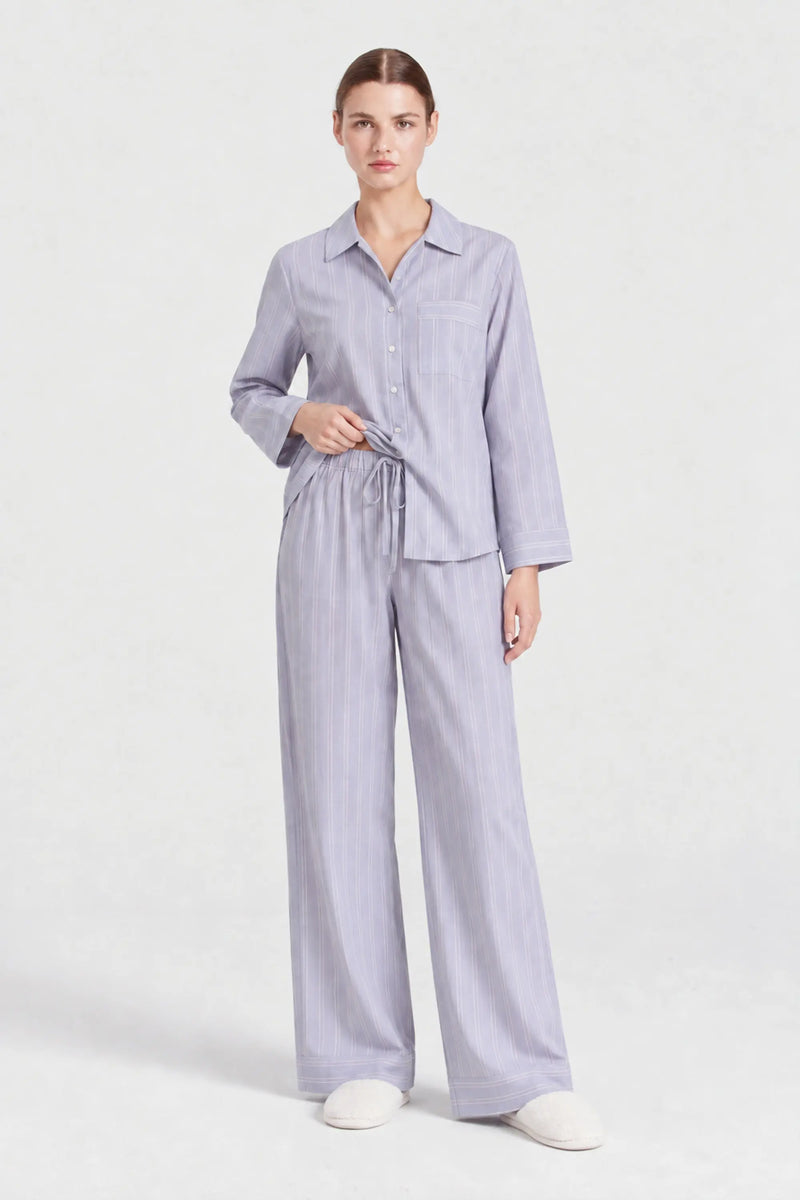 Mavi Beyaz Çizgili Kadın Pijama Altı  Mısırlı