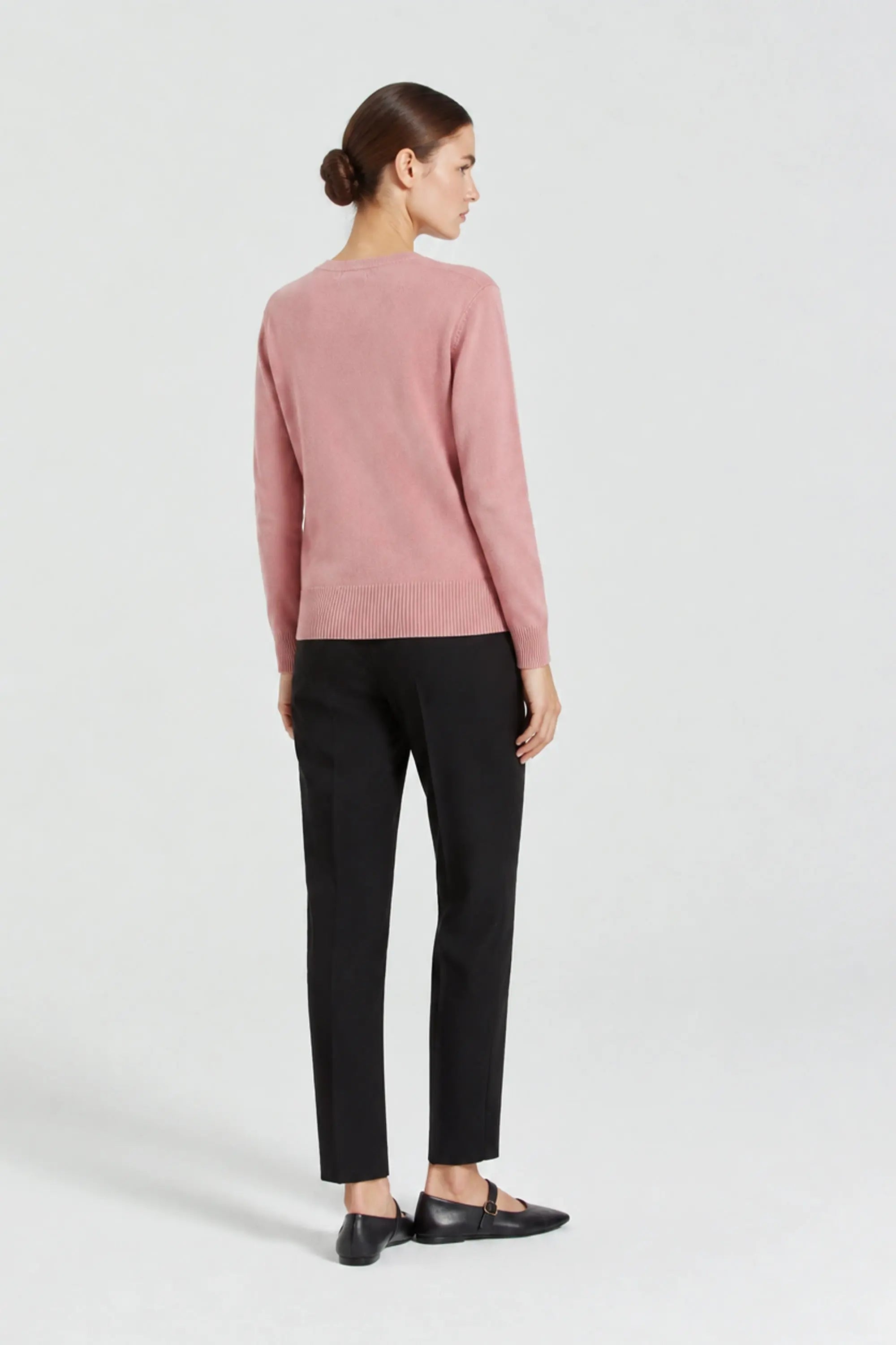 Gül Kurusu Bisiklet Yaka Düğmeli Kadın Hırka  Mısırlı
