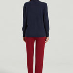 Lacivert Balıkçı Yaka Triko Kadın Kazak  Mısırlı