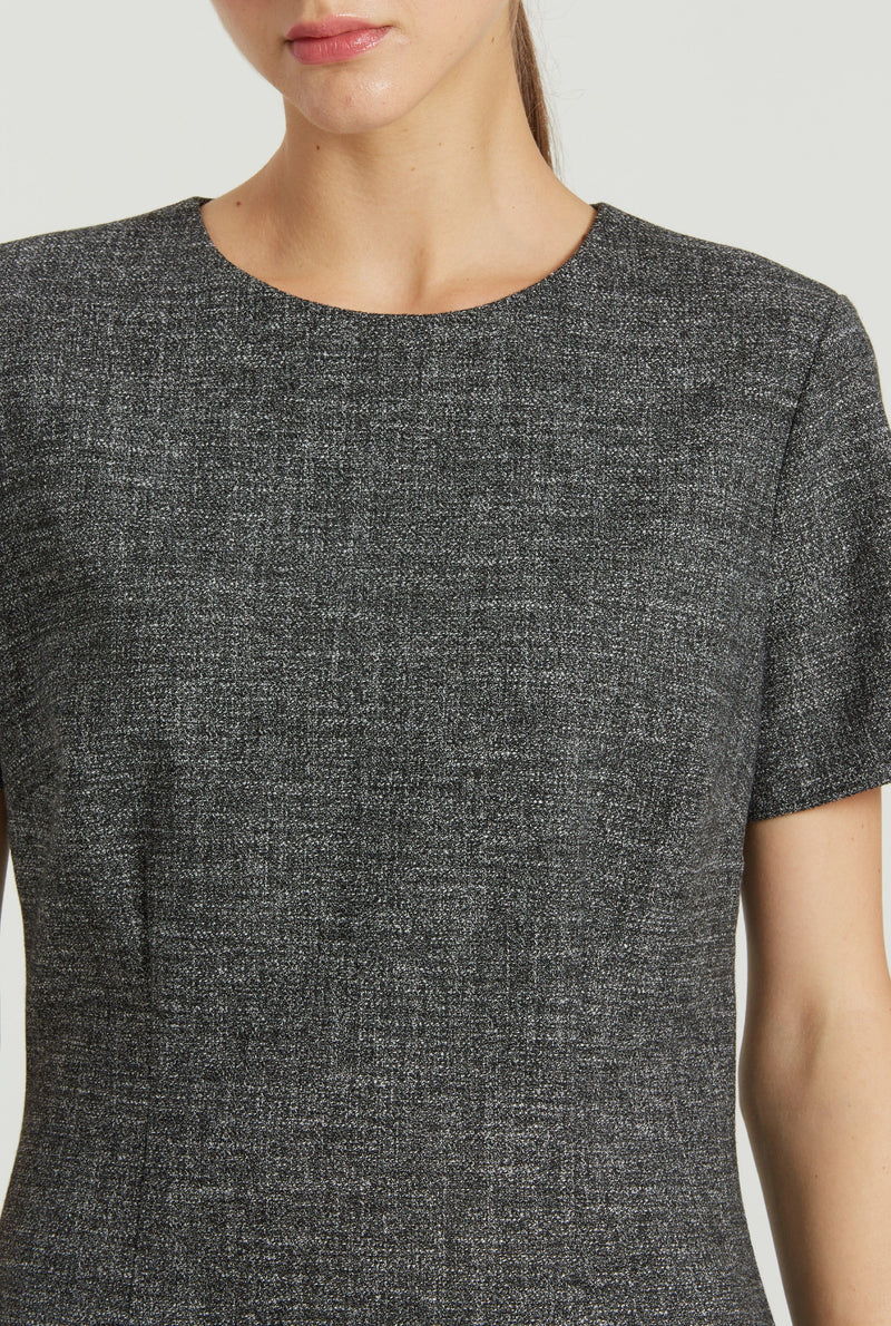 Koyu Gri Melanj Dokulu Kısa Elbise  Mısırlı