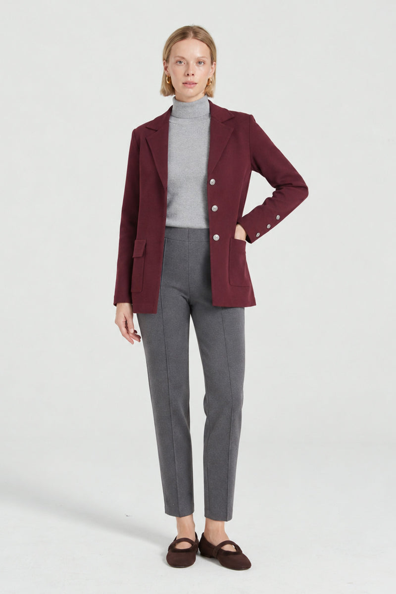 Mürdüm Triko Kadın Blazer Ceket  Mısırlı