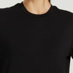 Siyah Bisiklet Yaka Örme Kadın T-Shirt  Mısırlı