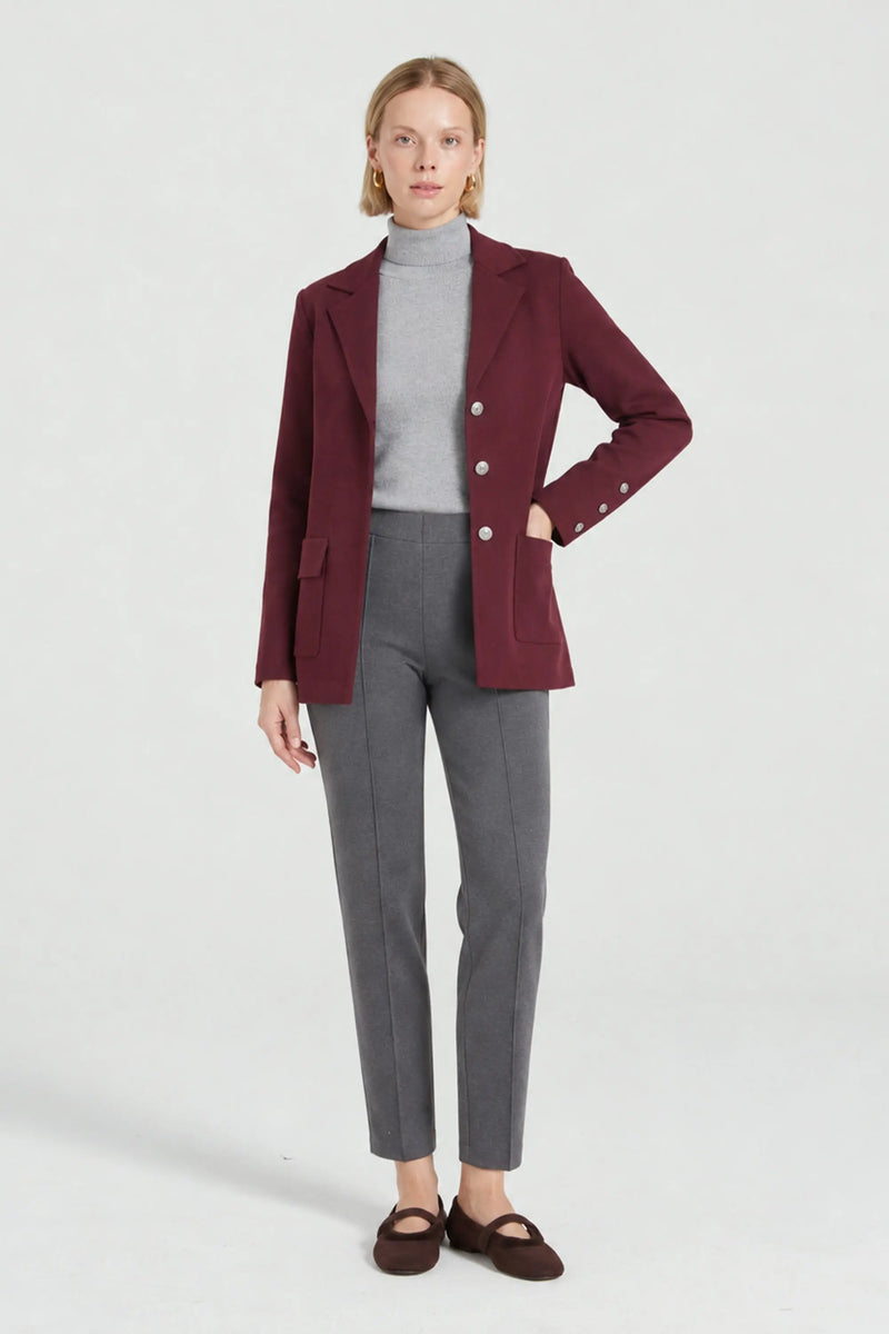 Mürdüm Triko Kadın Blazer Ceket  Mısırlı