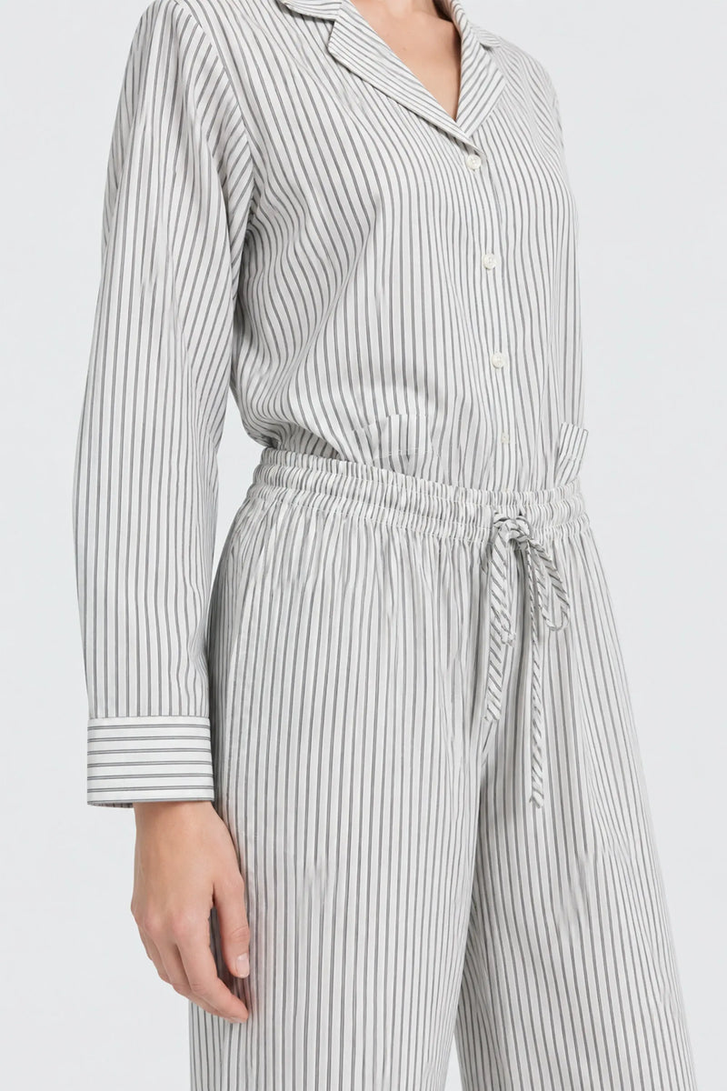 Beyaz Siyah Çizgili Bağcıklı Kadın Pijama Altı  Mısırlı
