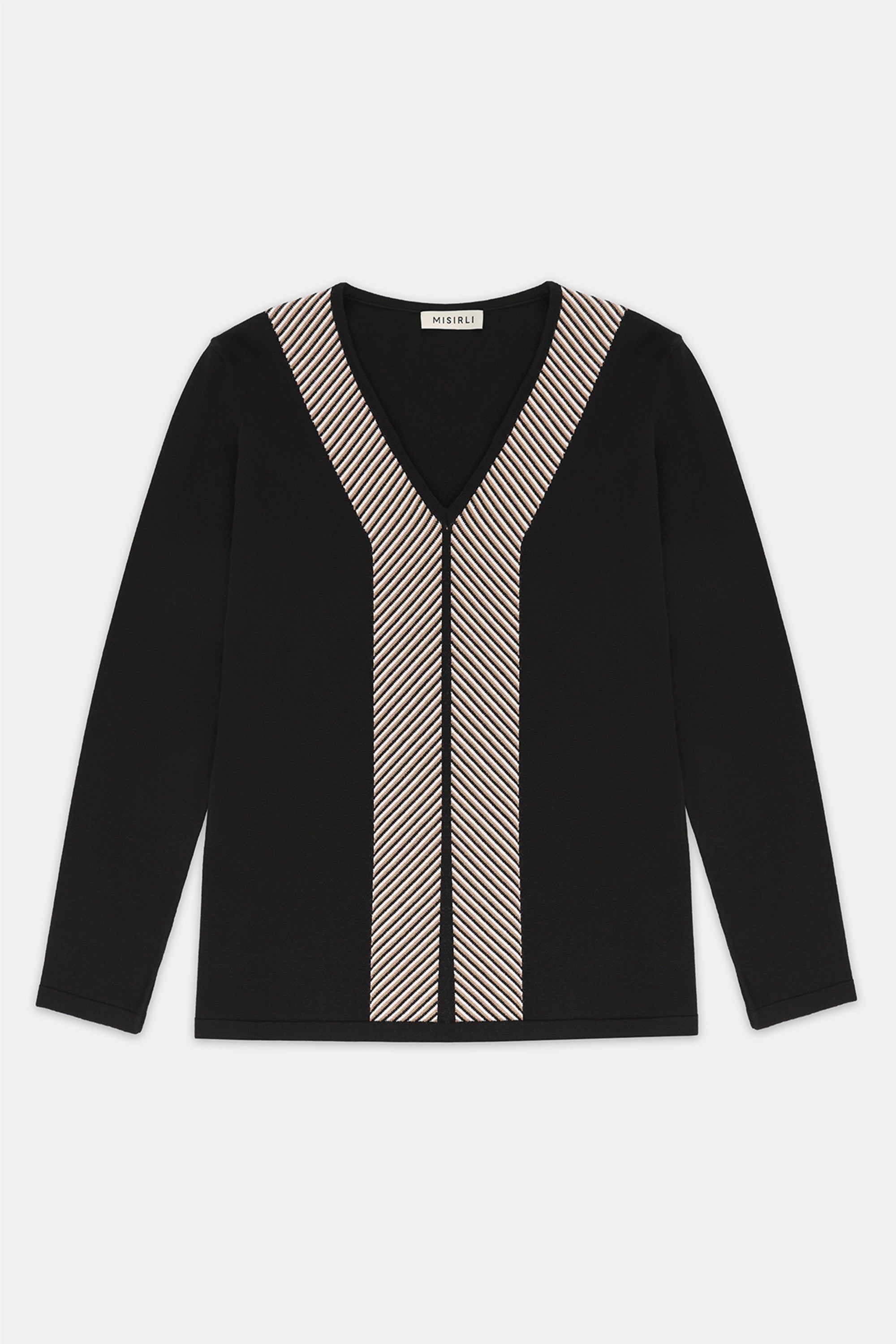 Multicolor V Yaka Triko Bluz  Mısırlı