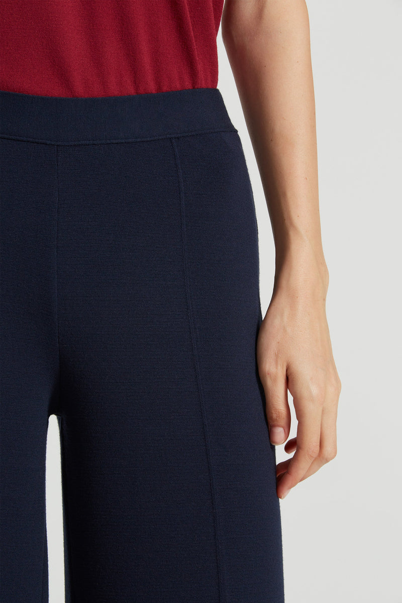 Lacivert Bol Paça Nervürlü Kadın Pantolon  Mısırlı